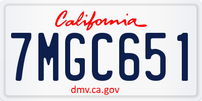 CA license plate 7MGC651