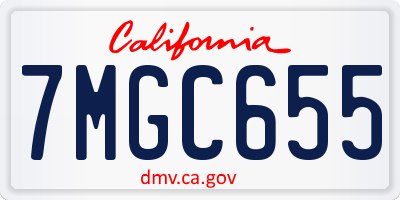 CA license plate 7MGC655