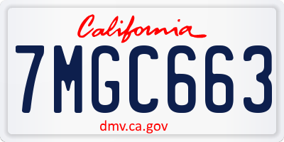 CA license plate 7MGC663