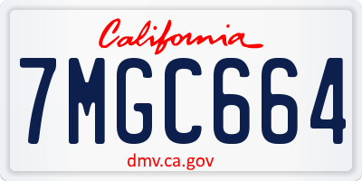 CA license plate 7MGC664