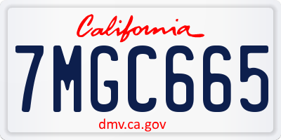 CA license plate 7MGC665