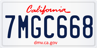 CA license plate 7MGC668