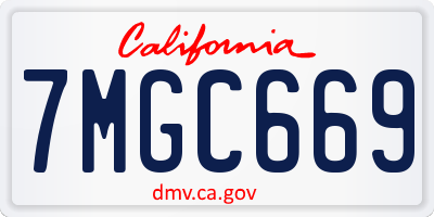 CA license plate 7MGC669
