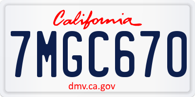 CA license plate 7MGC670