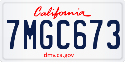 CA license plate 7MGC673