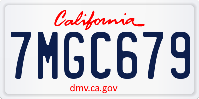 CA license plate 7MGC679