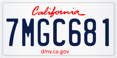 CA license plate 7MGC681
