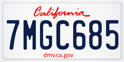 CA license plate 7MGC685