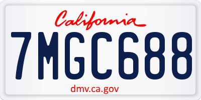 CA license plate 7MGC688