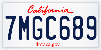 CA license plate 7MGC689