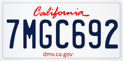 CA license plate 7MGC692