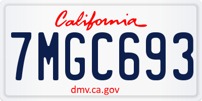 CA license plate 7MGC693