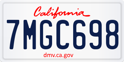 CA license plate 7MGC698