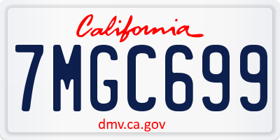 CA license plate 7MGC699