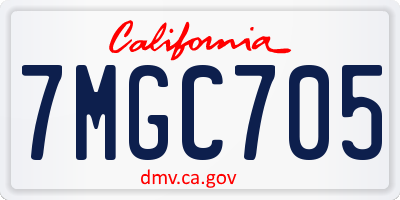 CA license plate 7MGC705