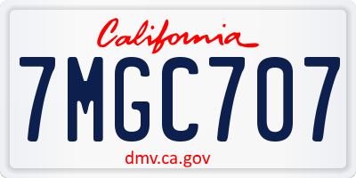 CA license plate 7MGC707