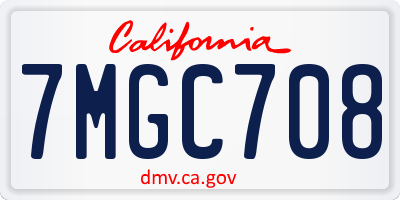 CA license plate 7MGC708