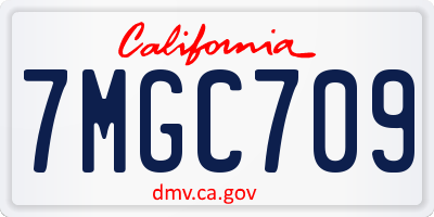 CA license plate 7MGC709
