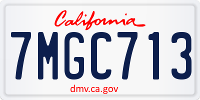 CA license plate 7MGC713