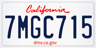 CA license plate 7MGC715