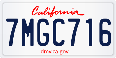 CA license plate 7MGC716