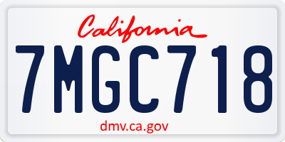 CA license plate 7MGC718
