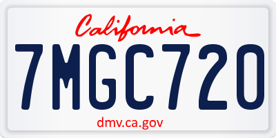 CA license plate 7MGC720