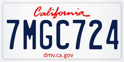 CA license plate 7MGC724