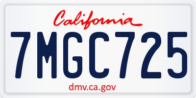 CA license plate 7MGC725