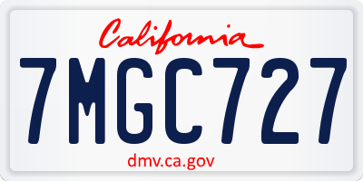 CA license plate 7MGC727