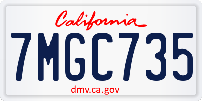 CA license plate 7MGC735