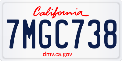 CA license plate 7MGC738