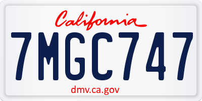 CA license plate 7MGC747