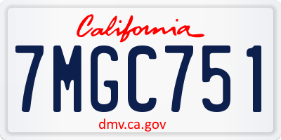 CA license plate 7MGC751