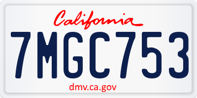 CA license plate 7MGC753