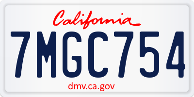 CA license plate 7MGC754