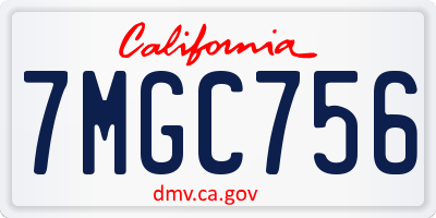 CA license plate 7MGC756