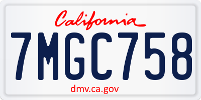 CA license plate 7MGC758