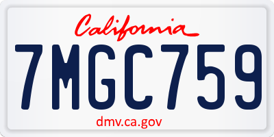 CA license plate 7MGC759