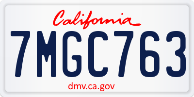 CA license plate 7MGC763