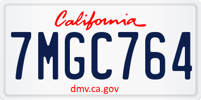 CA license plate 7MGC764