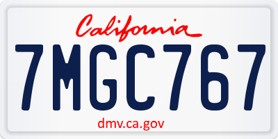 CA license plate 7MGC767