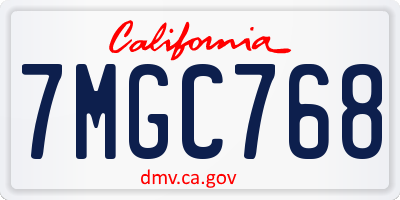 CA license plate 7MGC768