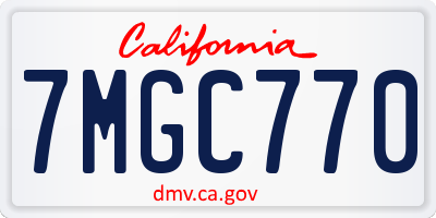 CA license plate 7MGC770