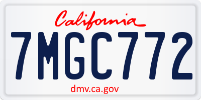CA license plate 7MGC772