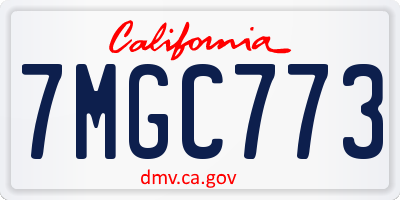 CA license plate 7MGC773