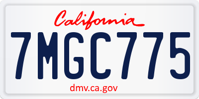 CA license plate 7MGC775