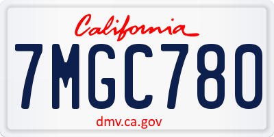 CA license plate 7MGC780