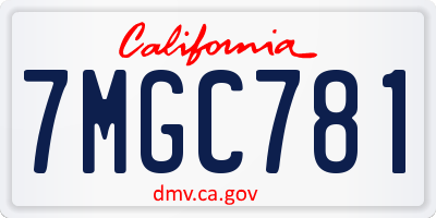 CA license plate 7MGC781