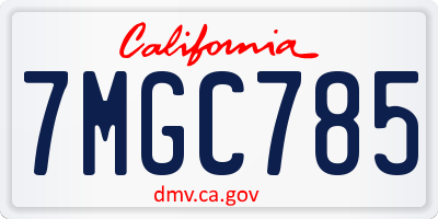 CA license plate 7MGC785